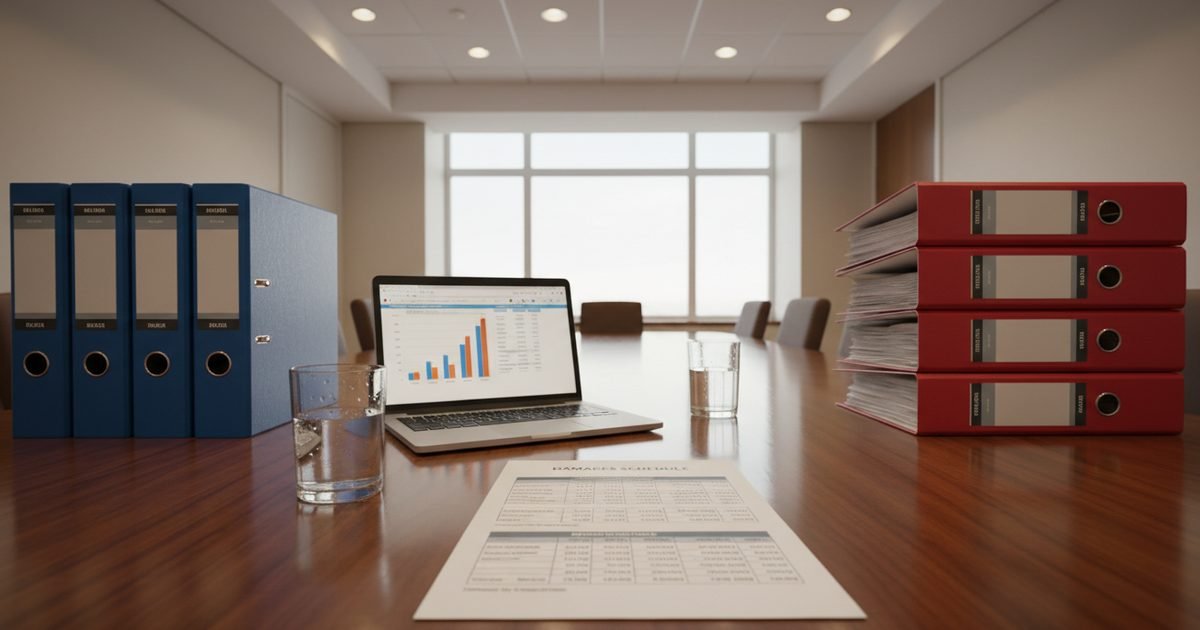 Commercial damages quantification documents and financial schedules