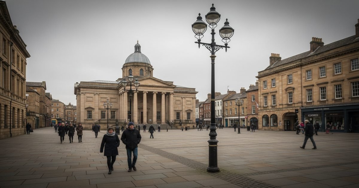 Preston city centre with Harris Museum