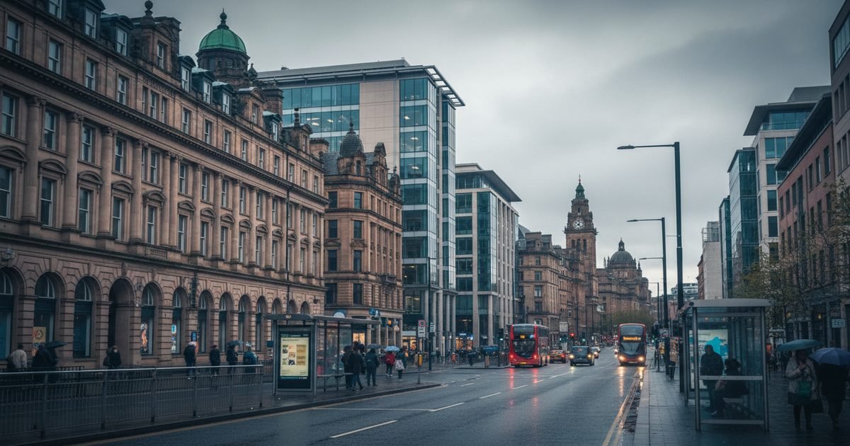 Sheffield city centre with Town Hall