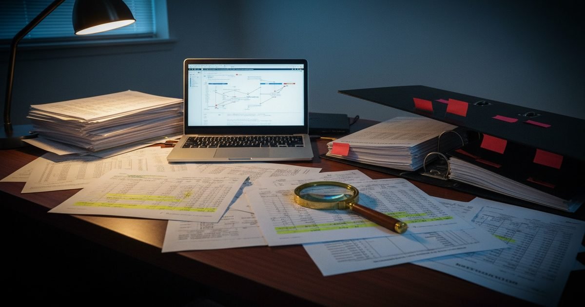 Forensic accounting investigation with bank statements and evidence