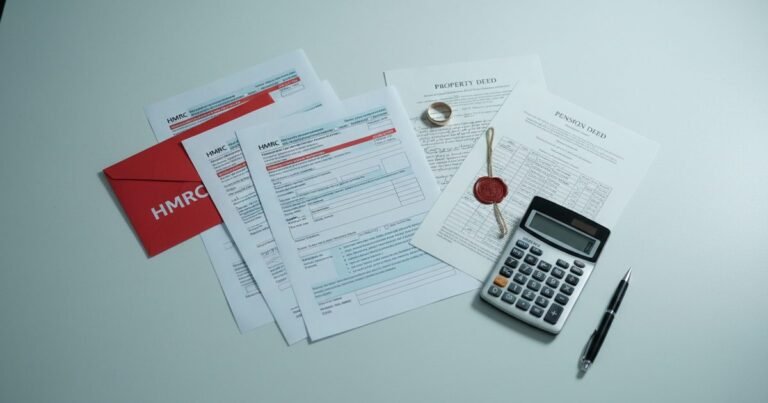 HMRC tax forms and property documents for divorcing couples