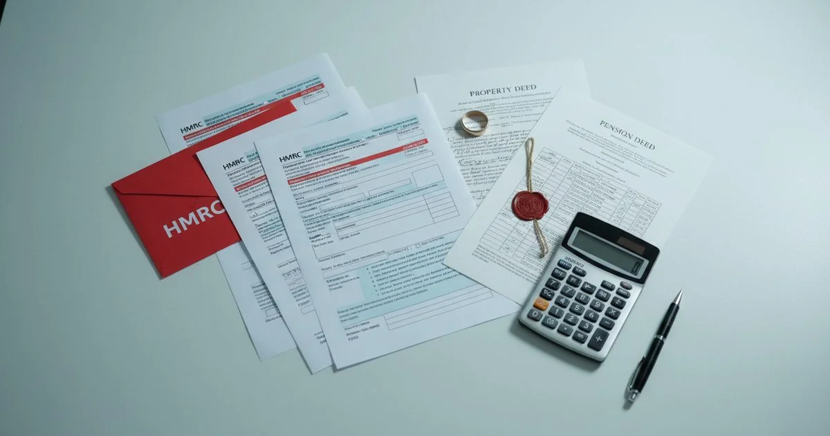 HMRC tax forms and property documents for divorcing couples