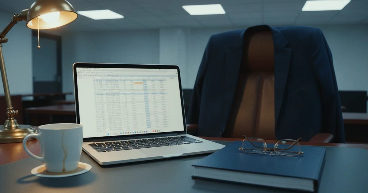 Forensic accountant desk with expert report and financial analysis